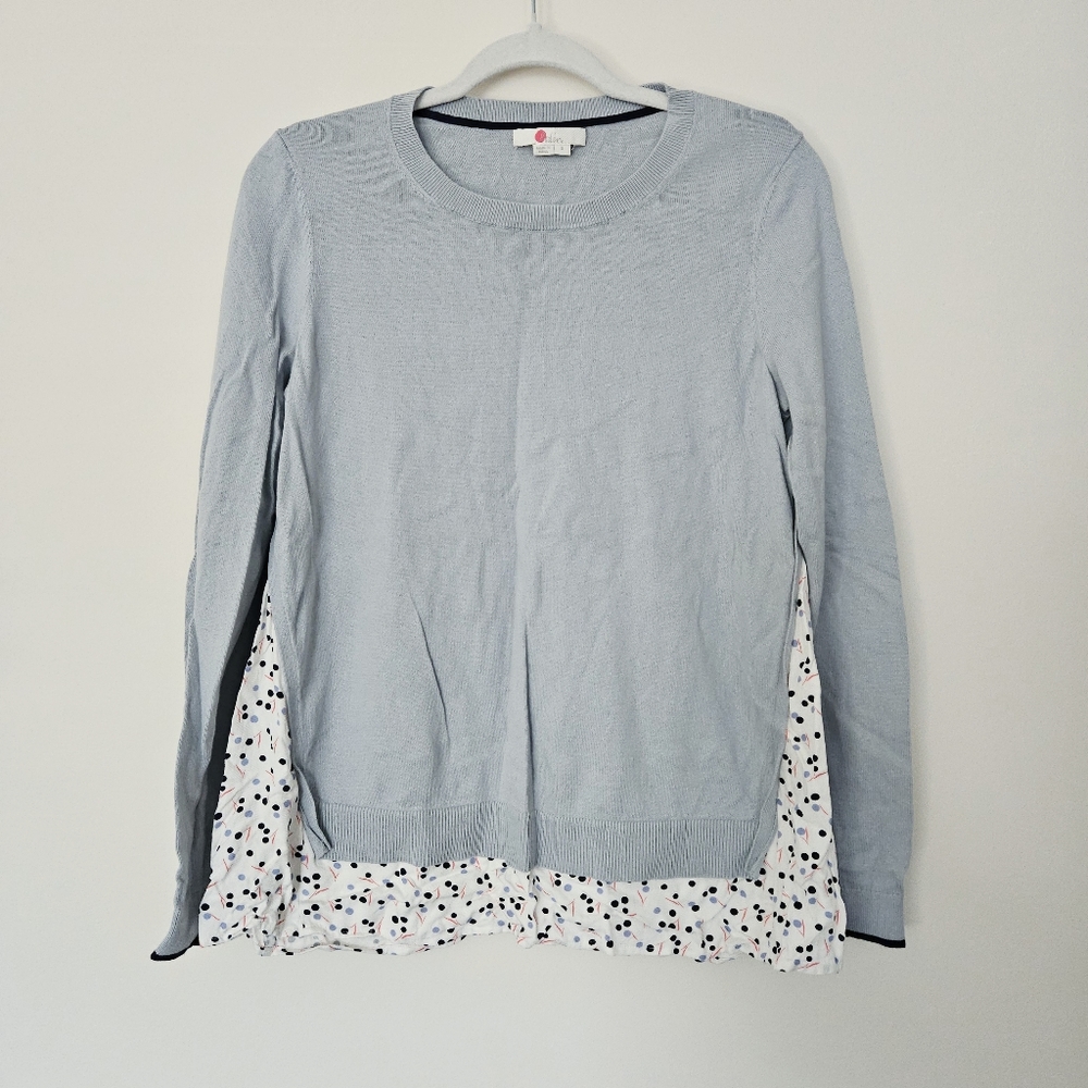 Boden Sweater Top Small S Gray Crewneck Long sleeve Cotton